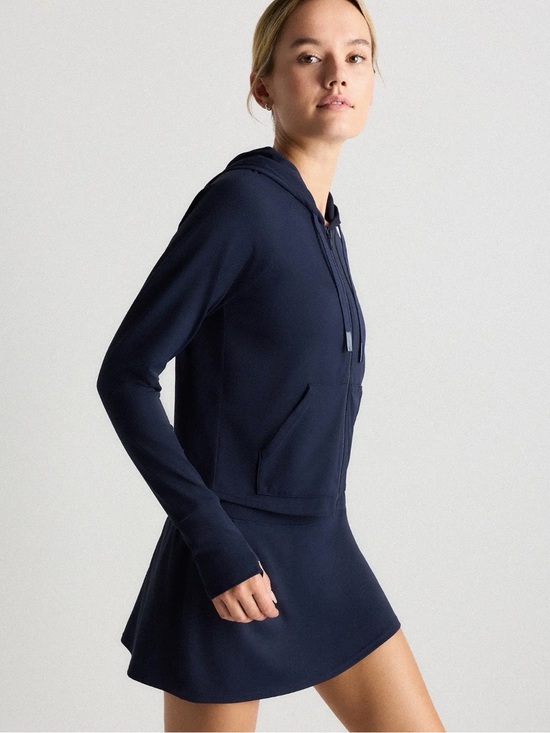 Quince Tops - Quince Ultra-Form Hooded Crop Jacket in Deep Navy M